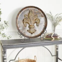 25" Traditional Decorative Iron Fleur De Lis Plate With Stand -Michaels Decor Sale D366614S 10