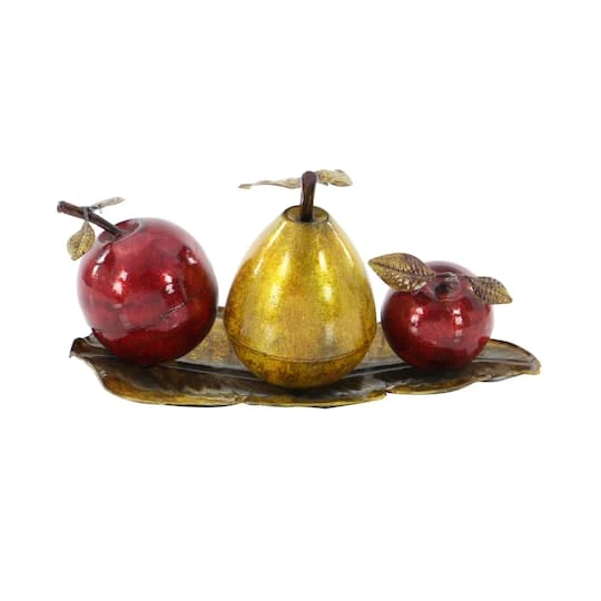 19" Red Iron Traditional Decorative Fruit With Tray 4 19" Red Iron Traditional Decorative Fruit With Tray - Image 2
