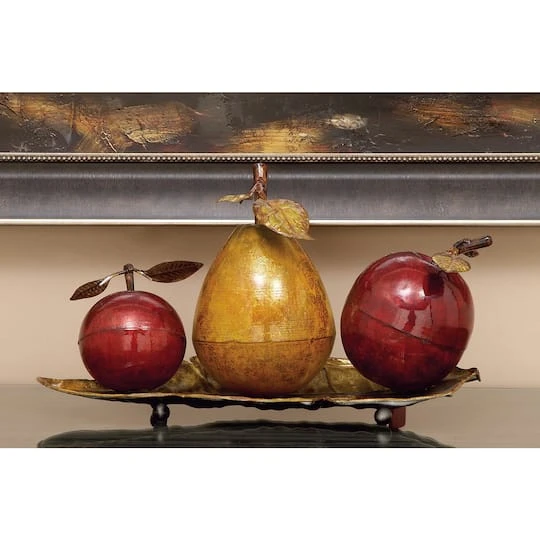 19" Red Iron Traditional Decorative Fruit With Tray 10 19" Red Iron Traditional Decorative Fruit With Tray - Image 8