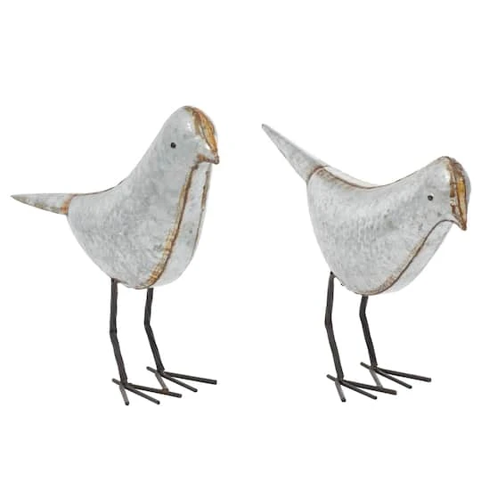 Gray Metal Farmhouse Bird Sculpture Set 4 Gray Metal Farmhouse Bird Sculpture Set - Image 2