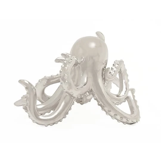 12" Silver Coastal Octopus Sculpture 3 12" Silver Coastal Octopus Sculpture