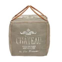 Gray Fabric And Leather Rustic Pouf, 17" X 21" X 21" -Michaels Decor Sale D367777S 4