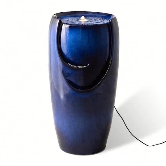Glitzhome® 29" Ceramic Pot Fountain Cobalt Blue 3 Glitzhome® 29" Ceramic Pot Fountain Cobalt Blue