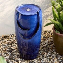 Glitzhome® 29" Ceramic Pot Fountain Cobalt Blue 13 Glitzhome® 29" Ceramic Pot Fountain Cobalt Blue -Michaels Decor Sale D368457S 2