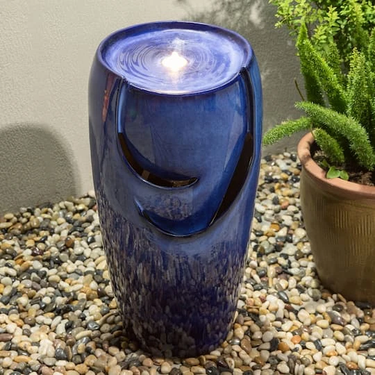 Glitzhome® 29" Ceramic Pot Fountain Cobalt Blue 6 Glitzhome® 29" Ceramic Pot Fountain Cobalt Blue - Image 4