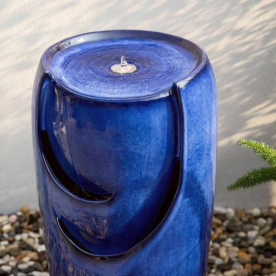 Glitzhome® 29" Ceramic Pot Fountain Cobalt Blue 8 Glitzhome® 29" Ceramic Pot Fountain Cobalt Blue - Image 6