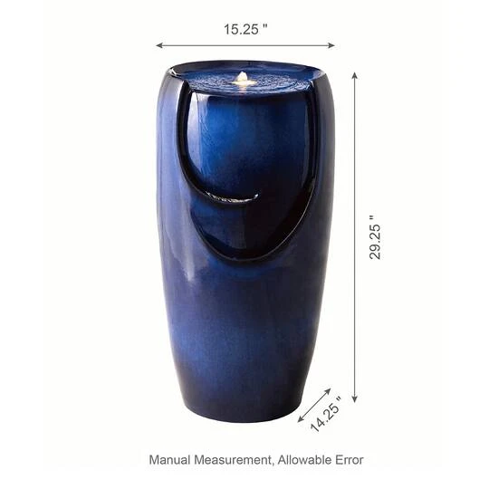 Glitzhome® 29" Ceramic Pot Fountain Cobalt Blue 11 Glitzhome® 29" Ceramic Pot Fountain Cobalt Blue - Image 9