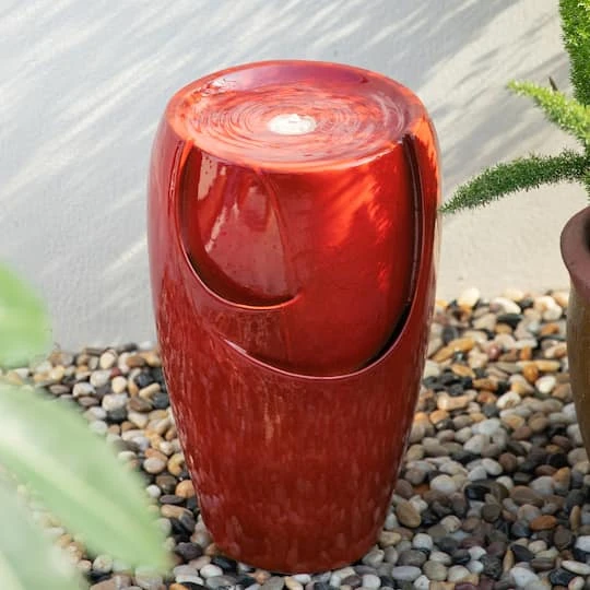 Glitzhome® 21" Red LED Ceramic Fountain 5 Glitzhome® 21" Red LED Ceramic Fountain - Image 3