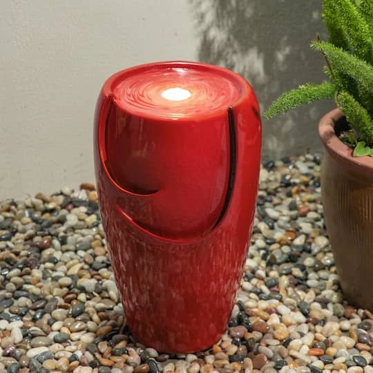 Glitzhome® 21" Red LED Ceramic Fountain 6 Glitzhome® 21" Red LED Ceramic Fountain - Image 4