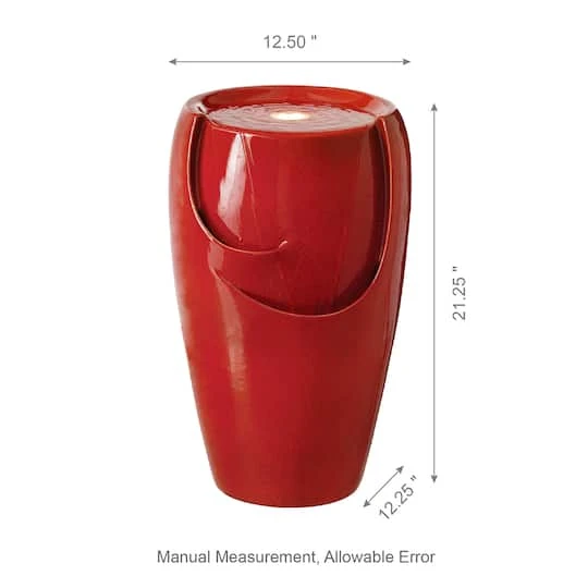 Glitzhome® 21" Red LED Ceramic Fountain 11 Glitzhome® 21" Red LED Ceramic Fountain - Image 9