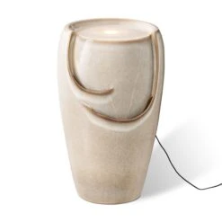 Glitzhome® 21" Sand Beige LED Ceramic Fountain