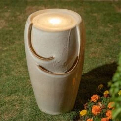 Glitzhome® 21" Sand Beige LED Ceramic Fountain 14 Glitzhome® 21" Sand Beige LED Ceramic Fountain -Michaels Decor Sale D368459S 3