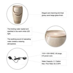 Glitzhome® 21" Sand Beige LED Ceramic Fountain 18 Glitzhome® 21" Sand Beige LED Ceramic Fountain -Michaels Decor Sale D368459S 7