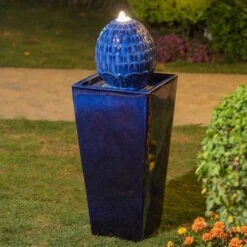 Glitzhome® 36" LED Artichoke Pedestal Ceramic Fountain Cobalt Blue -Michaels Decor Sale D368461S 3