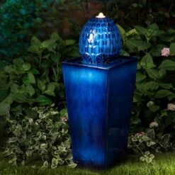 Glitzhome® 36" LED Artichoke Pedestal Ceramic Fountain Cobalt Blue -Michaels Decor Sale D368461S 4