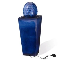Glitzhome® 36" LED Artichoke Pedestal Ceramic Fountain Cobalt Blue -Michaels Decor Sale D368461S 6
