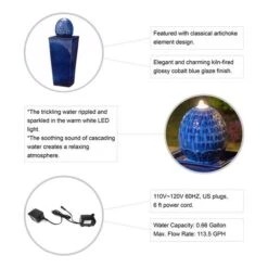 Glitzhome® 36" LED Artichoke Pedestal Ceramic Fountain Cobalt Blue -Michaels Decor Sale D368461S 7