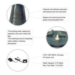 Glitzhome® 27.5" LED Bird Pedestal Ceramic Fountain Turquoise 18 Glitzhome® 27.5" LED Bird Pedestal Ceramic Fountain Turquoise -Michaels Decor Sale D368466S 7