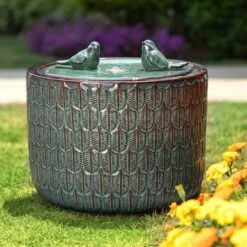 Glitzhome® 15" LED Bird Cylindrical Ceramic Fountain Turquoise -Michaels Decor Sale D368467S 12