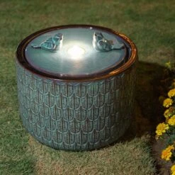 Glitzhome® 15" LED Bird Cylindrical Ceramic Fountain Turquoise -Michaels Decor Sale D368467S 13