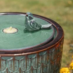 Glitzhome® 15" LED Bird Cylindrical Ceramic Fountain Turquoise -Michaels Decor Sale D368467S 15