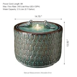 Glitzhome® 15" LED Bird Cylindrical Ceramic Fountain Turquoise -Michaels Decor Sale D368467S 18