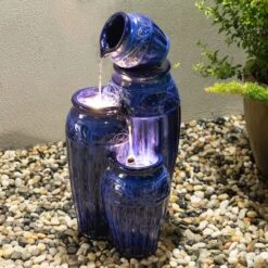 Glitzhome® 27" 4-Tier LED Ceramic Fountain Cobalt Blue -Michaels Decor Sale D368474S 3