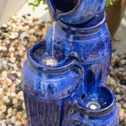 Glitzhome® 27" 4-Tier LED Ceramic Fountain Cobalt Blue -Michaels Decor Sale D368474S 4