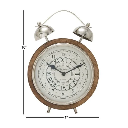 10" Brown Mango Wood & Aluminum Clock 8 10" Brown Mango Wood & Aluminum Clock - Image 6