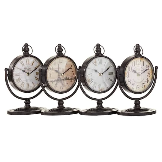 12" Black Metal Vintage Clock Set 5 12" Black Metal Vintage Clock Set - Image 3
