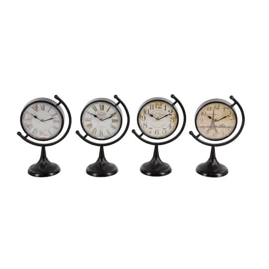 12" Black Metal Vintage Standing Clock Set 4 12" Black Metal Vintage Standing Clock Set - Image 2