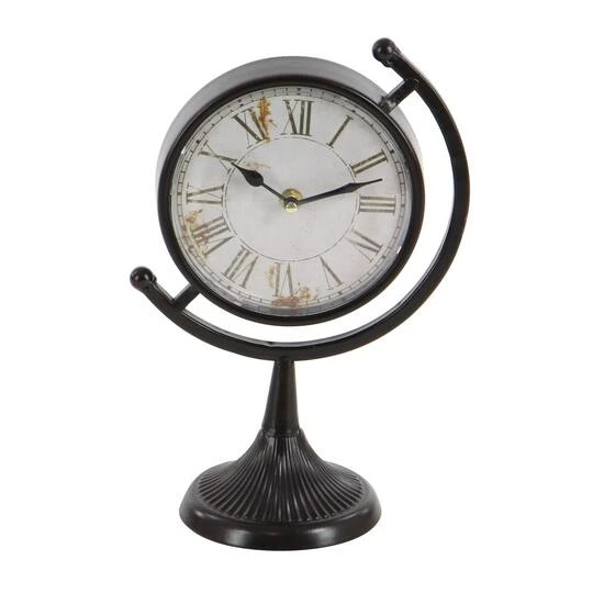 12" Black Metal Vintage Standing Clock Set 6 12" Black Metal Vintage Standing Clock Set - Image 4