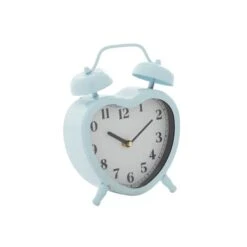 8.5" Metal Heart Farmhouse Clock Blue
