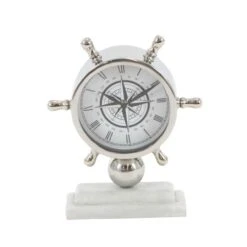 9" Silver Stainless Steel & Ceramic Boat Helm Clock