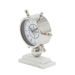 9" Silver Stainless Steel & Ceramic Boat Helm Clock -Michaels Decor Sale D368598S 4