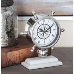 9" Silver Stainless Steel & Ceramic Boat Helm Clock -Michaels Decor Sale D368598S 8