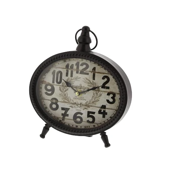 9" Black & White Metal Vintage Clock Set 6 9" Black & White Metal Vintage Clock Set - Image 4
