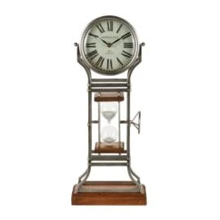 23" Gray Metal Rustic Clock With Hourglass -Michaels Decor Sale D368632S 2