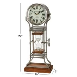 23" Gray Metal Rustic Clock With Hourglass -Michaels Decor Sale D368632S 5