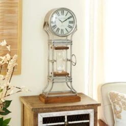23" Gray Metal Rustic Clock With Hourglass -Michaels Decor Sale D368632S 6