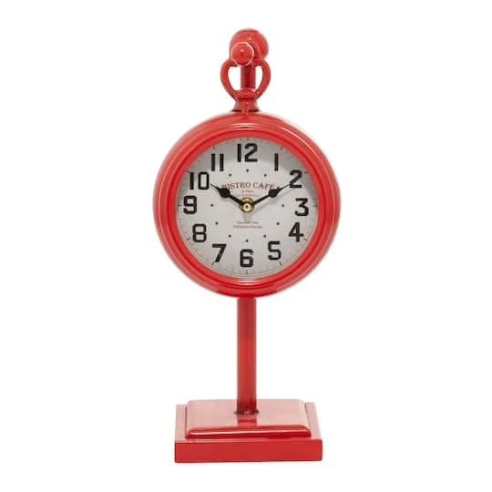 15" Red Metal Hanging Clock 5 15" Red Metal Hanging Clock - Image 3