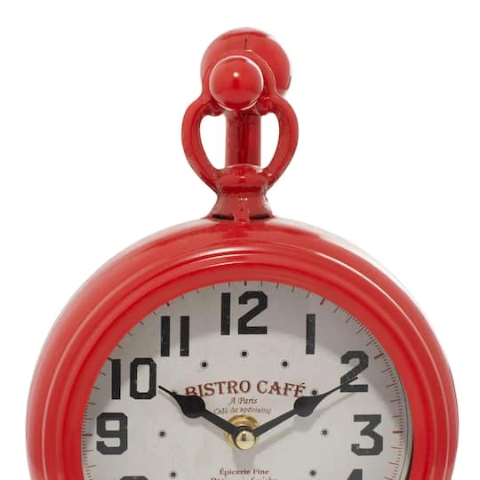 15" Red Metal Hanging Clock 6 15" Red Metal Hanging Clock - Image 4