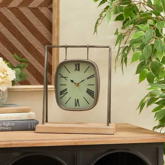 12" Gray Wood Farmhouse Swing Clock 11 12" Gray Wood Farmhouse Swing Clock - Image 9