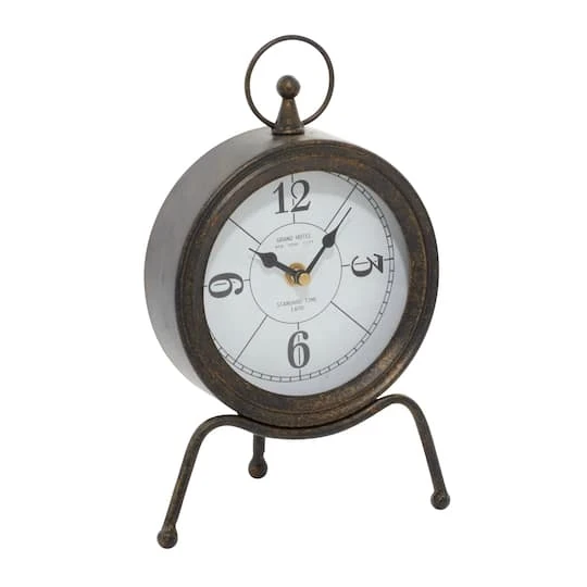 11" Brown Metal Contemporary Table Clock 4 11" Brown Metal Contemporary Table Clock - Image 2