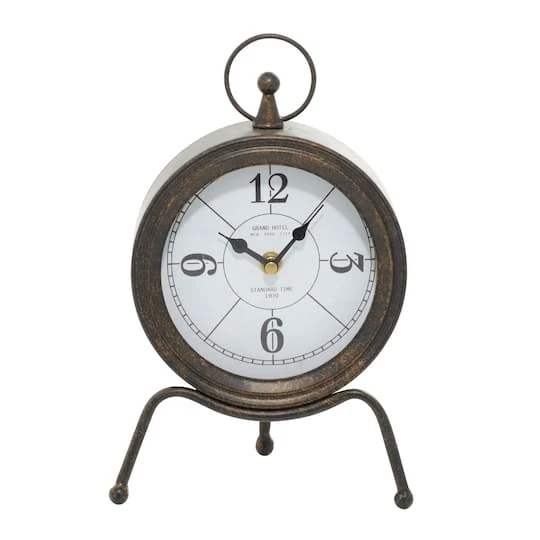 11" Brown Metal Contemporary Table Clock 7 11" Brown Metal Contemporary Table Clock - Image 5