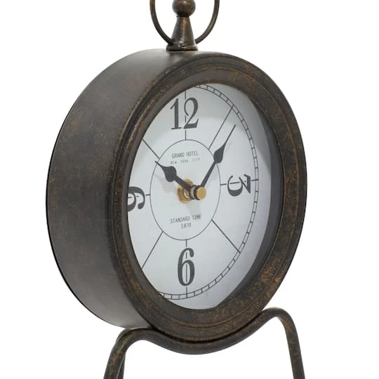 11" Brown Metal Contemporary Table Clock 5 11" Brown Metal Contemporary Table Clock - Image 3