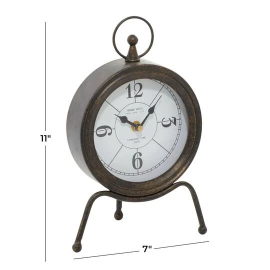 11" Brown Metal Contemporary Table Clock 11 11" Brown Metal Contemporary Table Clock - Image 9