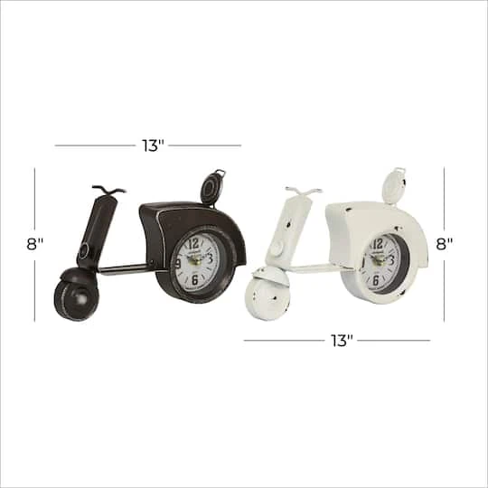 13" Black & White Metal Country Cottage Scooter Clock Set 10 13" Black & White Metal Country Cottage Scooter Clock Set - Image 8