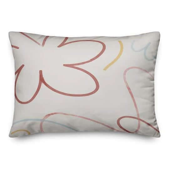 Flowers Outline Throw Pillow 3 Flowers Outline Throw Pillow