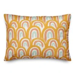 Bright Scalloped Rainbow Throw Pillow